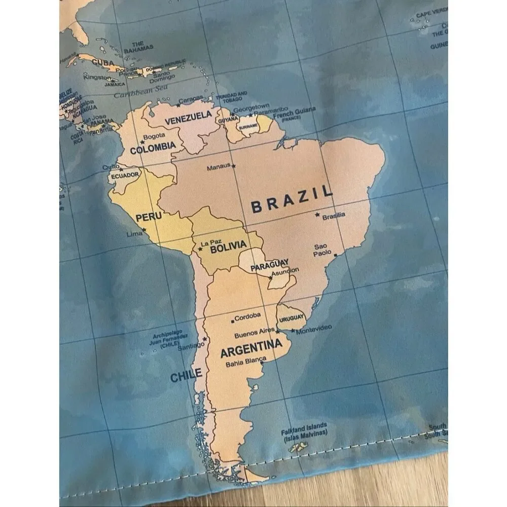 Grey Geographical World W x L (Pack of 2) Map World Map Real Grey Valance 52”x22